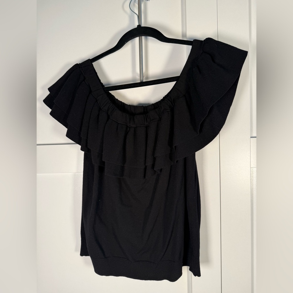 Black Ruffle Off-Shoulder Top - Women